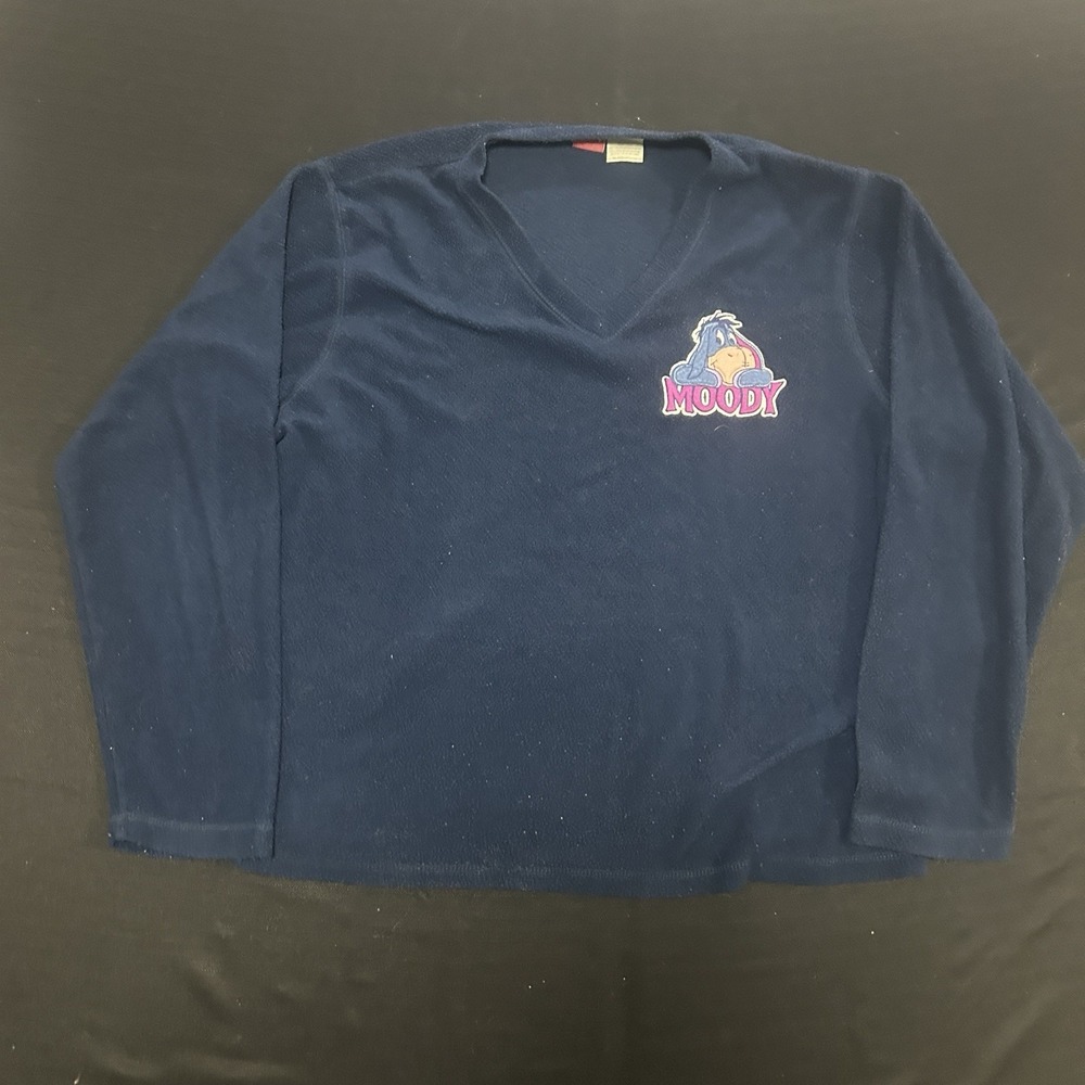 Disney Eeyore Moody Sweater Fleece Women's XL Navy Vintage
